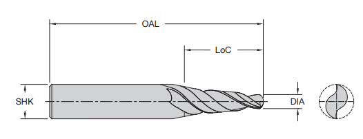 Solid Tungsten Spiral Upcut  Taper Cutter - 2 Flute