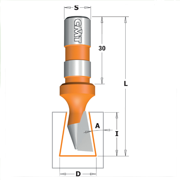 TCT Dovetail Router Bit Single Flute 14mm diameter — Tungsten and Tool