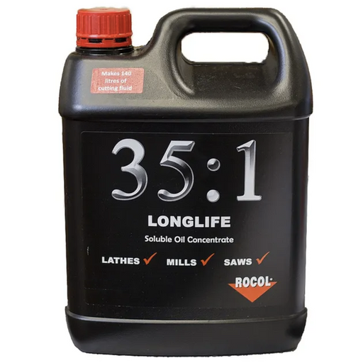 Water soluble Cutting Fluid Oil Based 5 ltr. Mix with potable water @ 35:1 ratio  Longlife heavy duty metal cutting fluid. Water-mix cutting fluid formulated to give  a long predictable sump life. Machining various ferrous and non-ferrous metals.