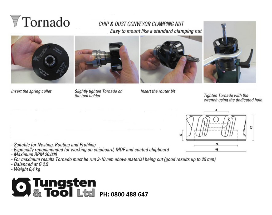 Tornado Suction Nut ER32 80mm diameter